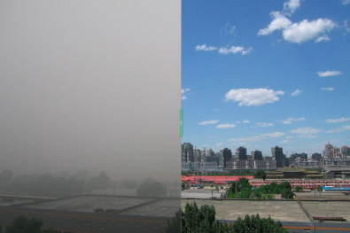 Illustration: Clean vs Polluted City